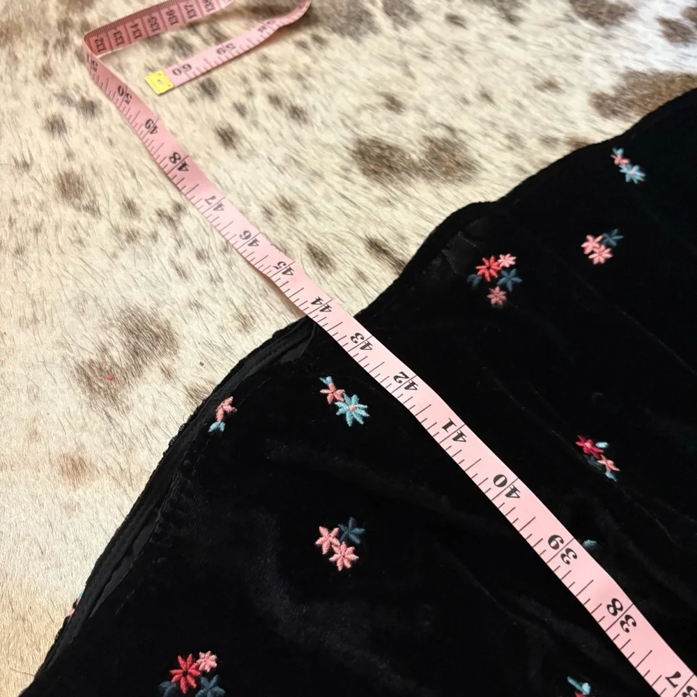 SEZANE Velvet Titiane Dress Midi Floral Embroidered In Noir Broderie Size 34 NWT